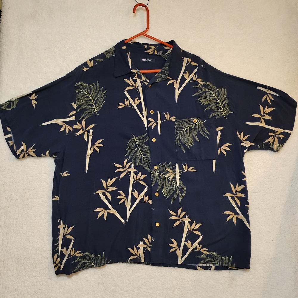 Puritan Men's Casual Shirt with Leaf Design